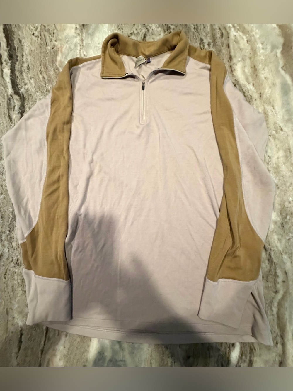 Ibex Men’s 3/4 Zip Merino Wool Taupe & Olive Gold . Size XL Made In USA
